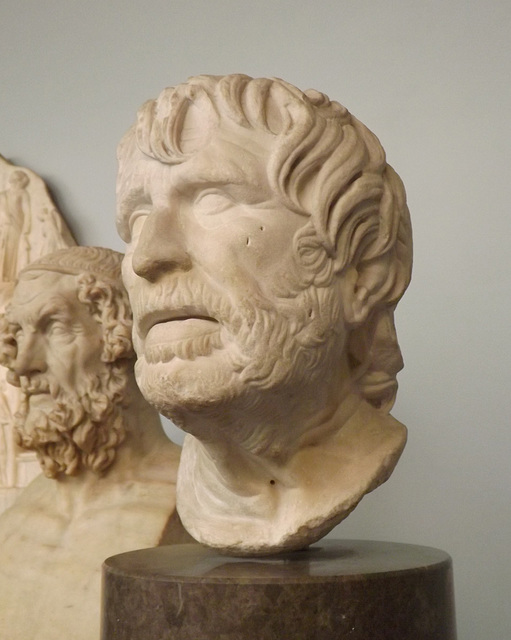 Marble Head of an Old Man, Perhaps the Poet Hesiod (Pseudo-Seneca) in the British Museum, May 2014