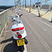 Scooter riding on the Severn Bridge