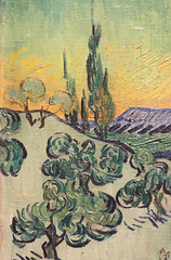 Detail of A Walk at Twilight by Van Gogh in the Metropolitan Museum of Art, July 2023