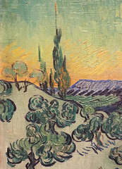 Detail of A Walk at Twilight by Van Gogh in the Metropolitan Museum of Art, July 2023