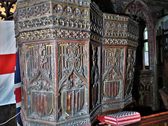 chivelstone church, devon , early c16 pulpit carved out of a single block of wood (2)