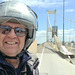 Scooter riding on the Severn Bridge