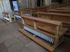 Heating under the benches.