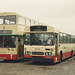 Rossendale Transport 28 (SND 28X) and 119 (BAJ 119Y) at the Rochdale yard – 16 Apr 1995 (261-8)