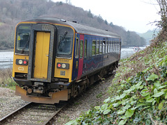 GWR 153382 leaving Looe  - 10 February 2017