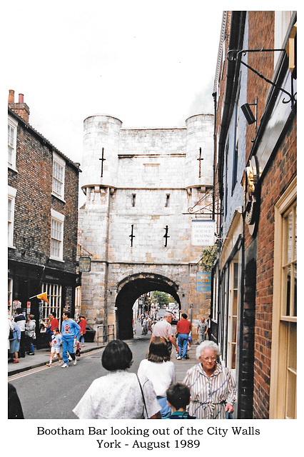 Bootham Bar York from inside the City walls August 1989