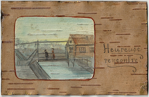 WP2146 ST NORBERT - HAPPY ENCOUTER [HANDMADE BIRCHBARK CARD]