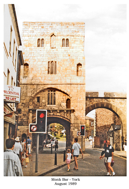 Monk Bar York from inside the City walls August 1989