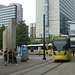 DSCF0660 Manchester Metrolink car sets 3036 and 3055 in central Manchester -  5 Jul 2015