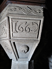 wirksworth church, derbs ; c17 font 1662