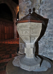 wirksworth church, derbs ; c17 font 1662