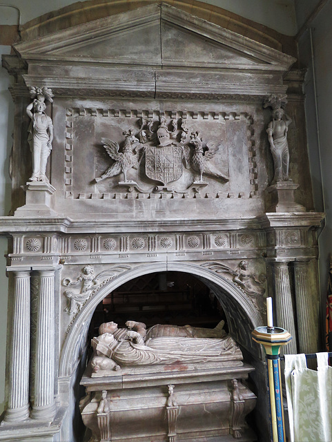 turvey church, beds  (93)effigies of the 1st lord mordaunt +1560 and wife on the c16 tomb attributed to t.kirby