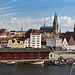 Blick von den Mediadocks auf Lübeck