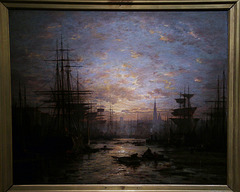 Soleil couchant à Anvers dans le Kattendyck - Huile sur toile de Pierre-Eugène Grandsire - Musée d'Orléans  .