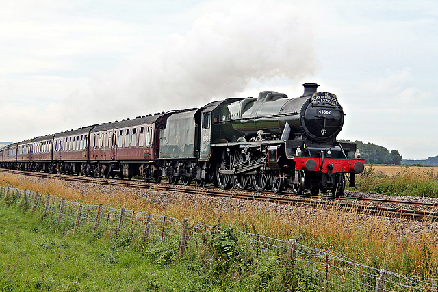 Stanier LMS class 6P Jubilee 45699 GALATEA running as 45562 ALBERTA at Willeby Carr Crossing with 1Z24 06.10 Carnorth - Scarborough The Scarboroug Spa Express 30th July 2020. (Steam from York)