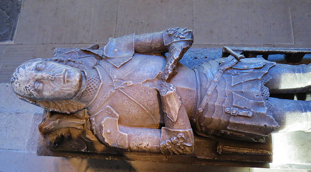llandaff cathedral, cardiff, wales, c15 effigy on tomb of sir david mathew +1461, wearing livery collar