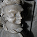 turvey church, beds  (43)saracen crest on helmet below the head of the 1st lord mordaunt on his tomb of c. 1560