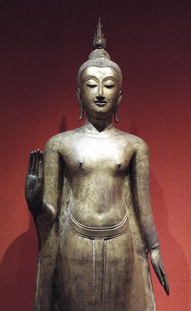 Detail of the Standing Buddha from Thailand in the Metropolitan Museum of Art, August 2023