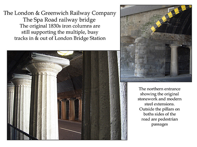 Spa Road railway bridge columns London 18 4 2007