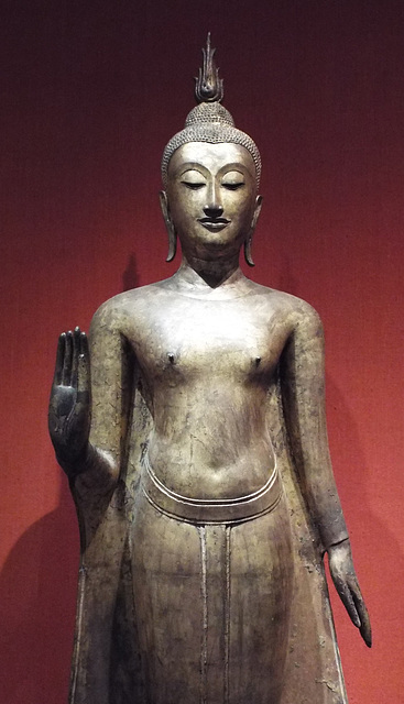 Detail of the Standing Buddha from Thailand in the Metropolitan Museum of Art, August 2023