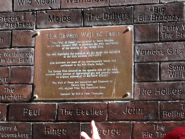 Bricks commemorate famous acts that played the Cavern Club