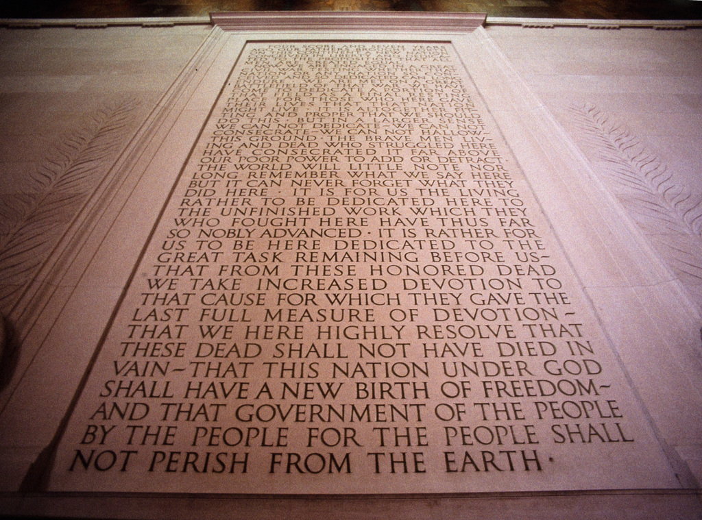 Gettysburg Address at the Lincoln Memorial