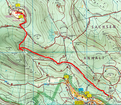 Wanderkarte Schierke Brocken - mit unserem Weg