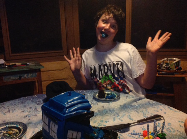 Teg with his Tardis cake