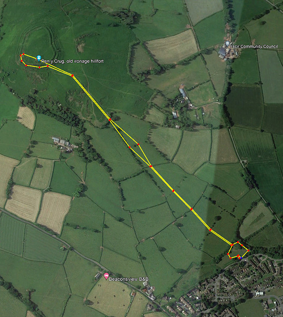 Pen y Crug, hillfort walk map