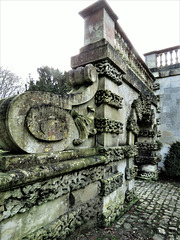 c18 lodge gateway at fonthill, wilts, c19 flanking wall c.1860