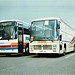 Stagecoach Grimsby-Cleethorpes 671 (S671 RWJ) and Viceroy of Essex F464 SJD at RAF Mildenhall – 27 May 2000 (437-1A)
