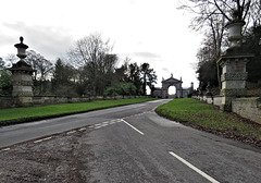 c18 lodge gateway at fonthill, wilts, c1756 with c19 flanking walls by devey c.1860