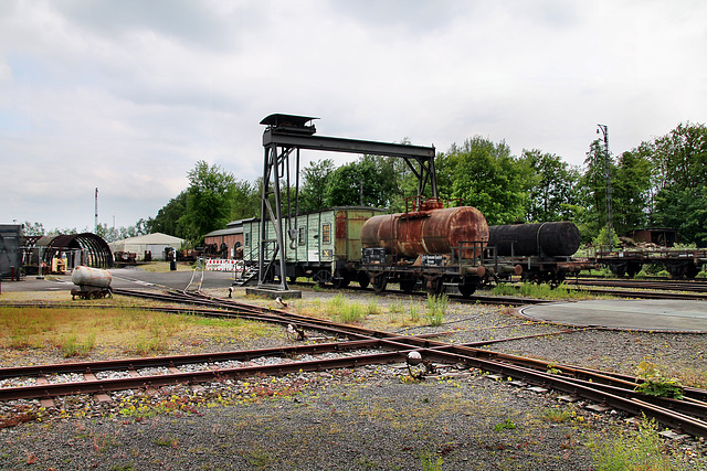 Zechenbahnhof mit historischen Waggons (Zeche Zollern 2/4, Dortmund-Bövinghausen) / 20.05.2023