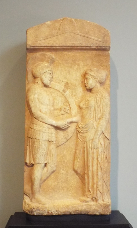 Gravestone of Philoxenos and Philoumene in the Getty Villa, June 2016