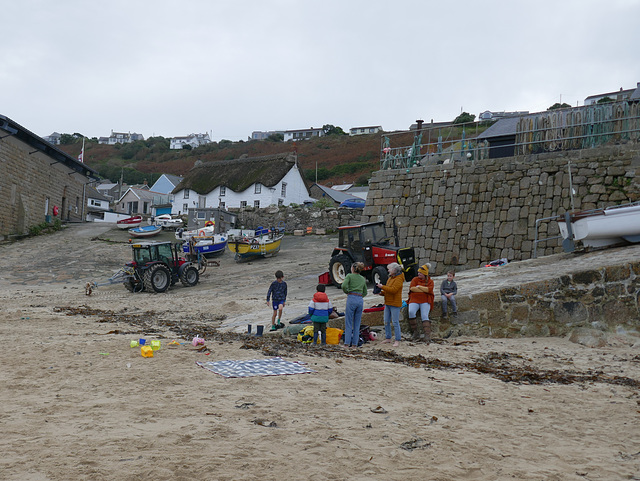 Sennen Cove showing detail of the two stone slipways. HFF