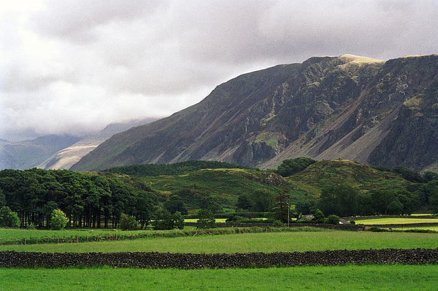 Looking across Ashness How to the screes of Wastwater (Scan from Aug 1992)