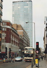 Kentish Bus & Coach 527 (G527 VBB) in New Oxford Street, London – 25 Sep 1991 (152-15)