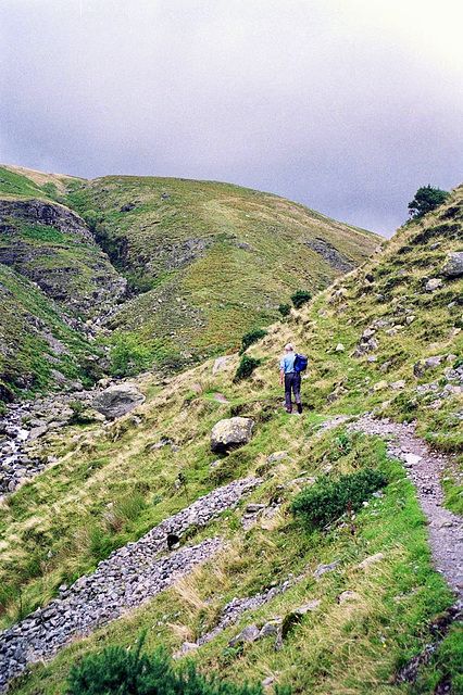 Climb towards Greendale Tarn (Scan from Aug 1992)