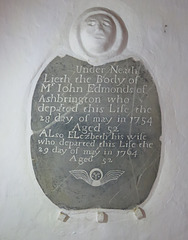 halwell church, devon, c18 tomb of john edmonds +1754