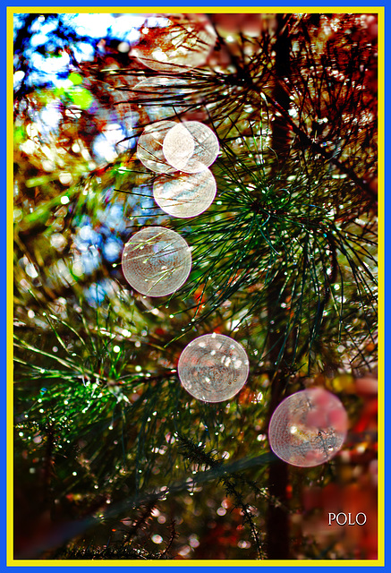 Gotas de lluvia y globos