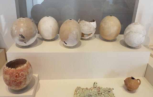 Eggshells from Hypogeum 223 in the Archaeological Museum of Madrid, October 2022