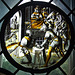The Martyrdom of St. Jacobus Intercisus Stained Glass Roundel in the Cloisters, October 2010