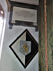halwell church, devon, c19 tomb and hatchment of anne symons, +1847