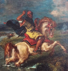 Detail of Moroccan Horseman Crossing a Ford by Delacroix in the Getty Center, June 2016