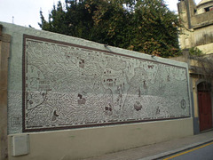 Mural inspired in ancient world map.