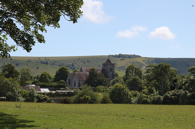 Firle Church and the Downs