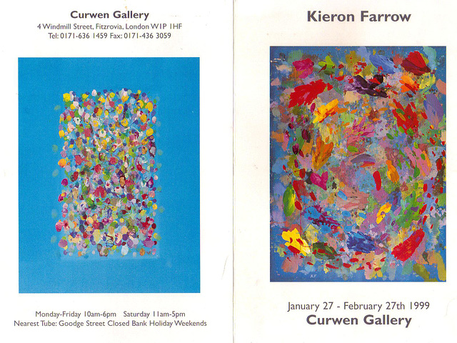 Kieron Farrow. Curwen Gallery. London 1999. Private View card.