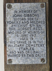 manaton church, devon , john gibbons war memorial cross +1917, wwi tomb (2)