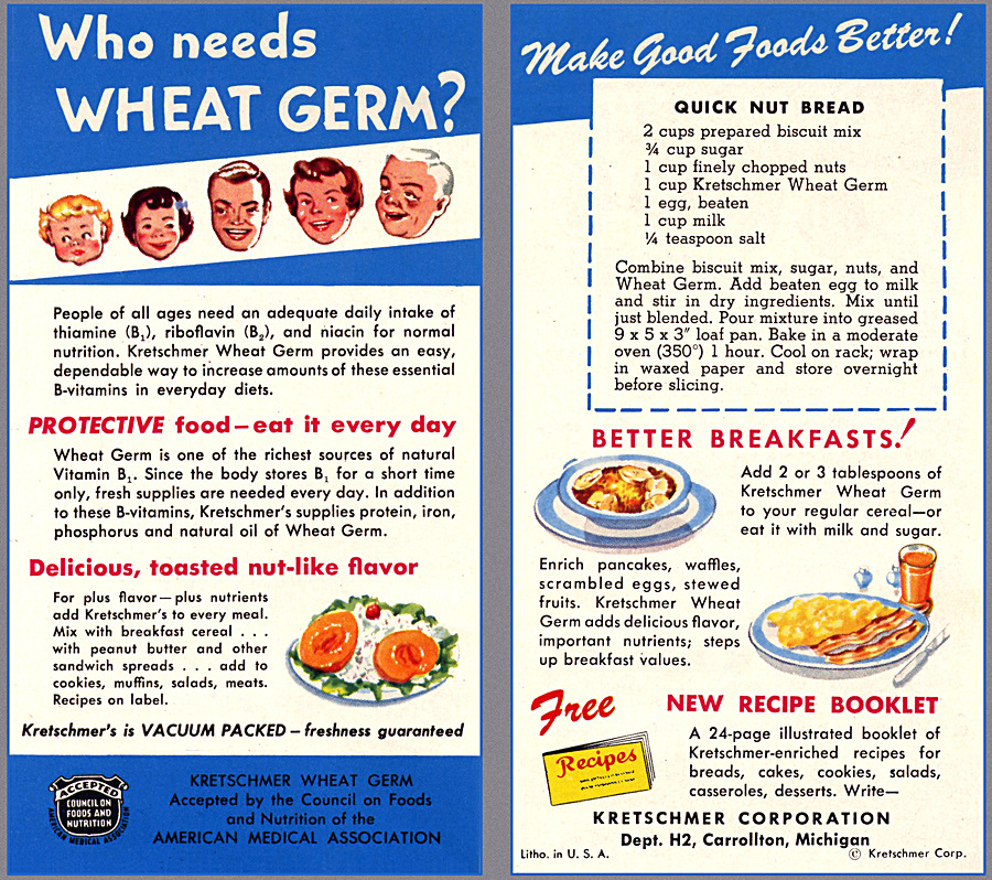 Kretschmer Wheat Germ Insert, c1955