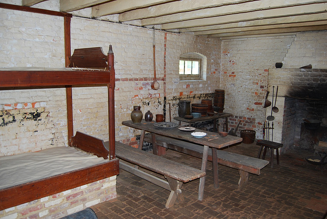 Benches, table, and walls in George Washington 'Greenhouse slave quarters' Benches, table, and walls in George Washington 'Greenhouse slave quarters'